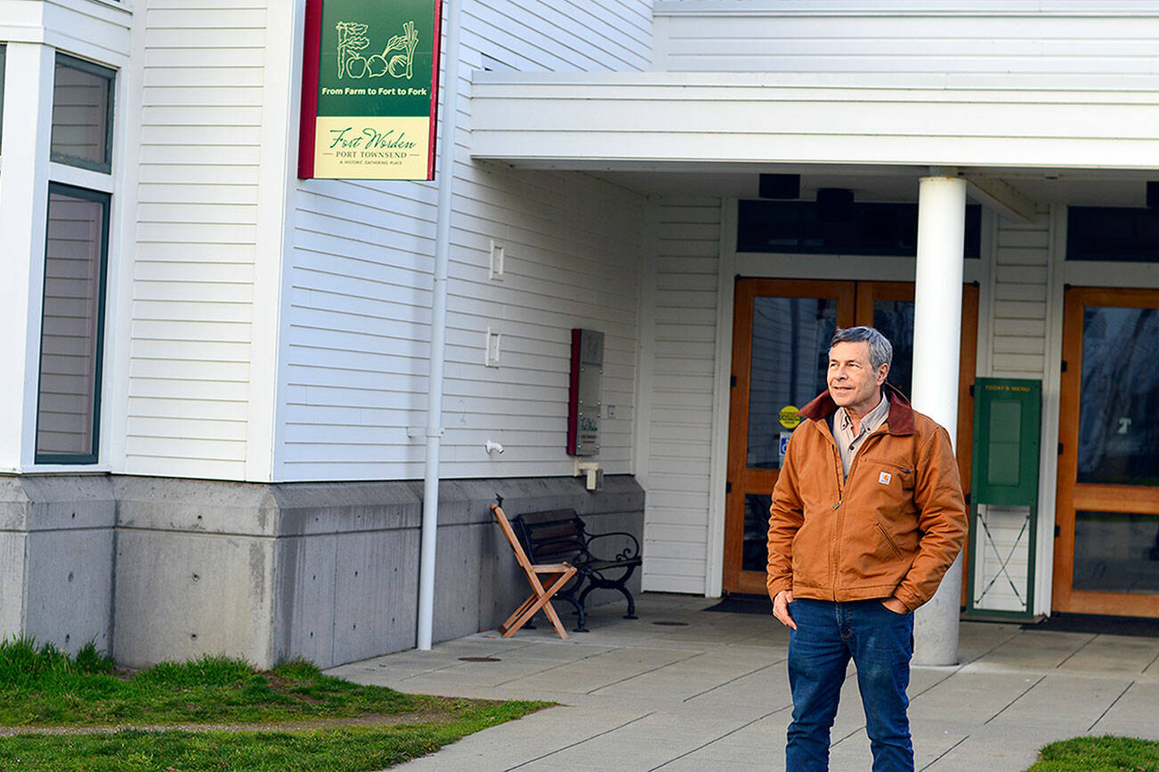 David Timmons, the executive director of the Fort Worden Public Development Authority, hopes to renovate one of the Fort’s historic buildings, finish the glamping tents and bring in a climate research organization. (Diane Urbani de la Paz/Peninsula Daily News)