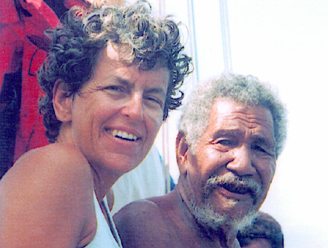 In an online talk Thursday, Mimi George, pictured with the late Te Aliki Koloso Kaveia, will talk about how ancient navigation and boat-building skills continue to be relevant. (Photo courtesy Wooden Boat Foundation)