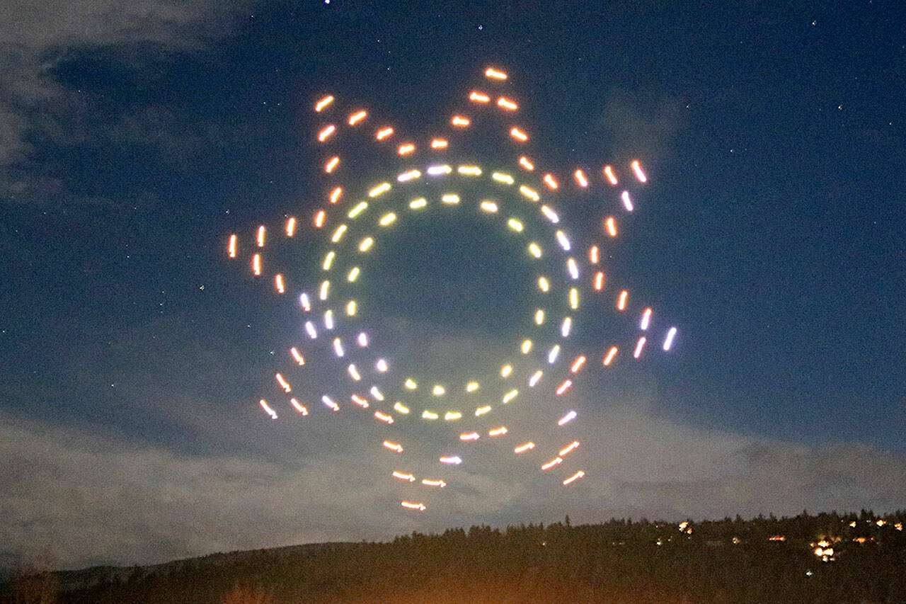 Firefly Drone Company will fly its 100 drones starting at 7 p.m. Saturday for a 15 minute presentation near Carrie Blake Community Park for the third Sequim Sunshine Festival. (Photo courtesy City of Sequim)