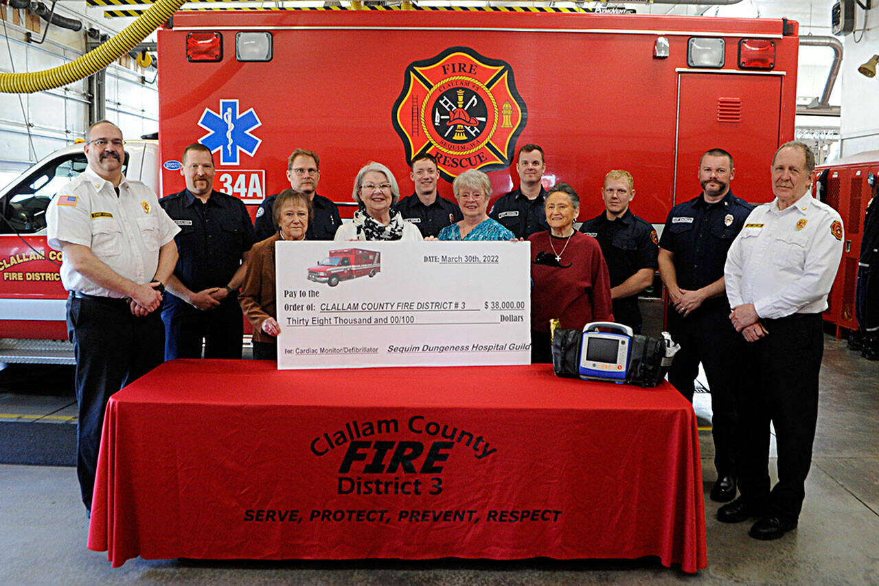 A donation of $38,000 from the Sequim-Dungeness Hospital Guild to Clallam County Fire District 3 will help purchase a ZOLL X Series monitor/defibrillator that paramedics said they use on nearly every call. (Matthew Nash/Olympic Peninsula News Group)