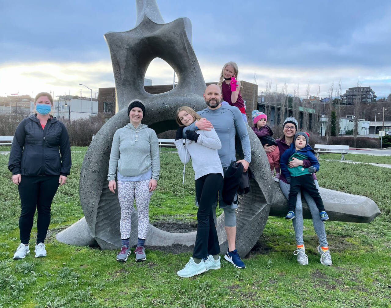 Courtesy photo Rain Bear runners from left include Jill Guss, Audrey Thornburg, Arrow Brown, Beau Brown, Caroline Brown, and Jessica DiBarri.