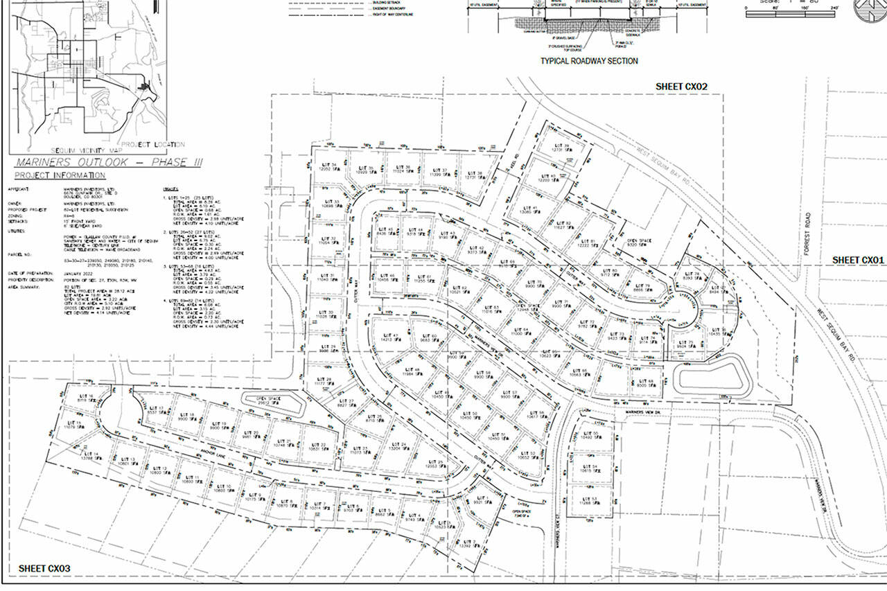 Mariner’s Outlook III includes 82 single-family homes built off West Sequim Bay Road. (Photo courtesy of City of Sequim)