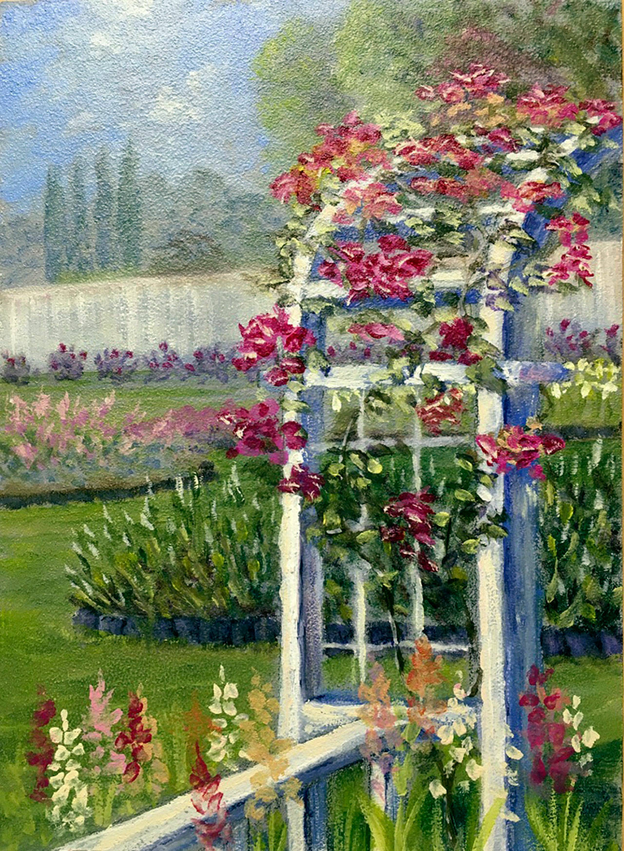 Rose Arbor and Garden by Dennis Pangborn will be on view at the Blue Whole Gallery.