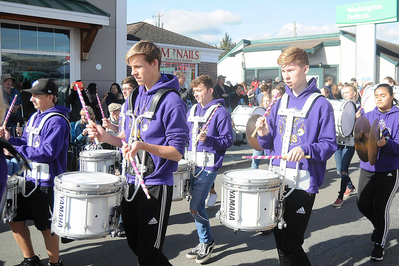 Michael Dashiell/Olympic Peninsula News Group 

Sequim High School band members march through the Kids Parade in 2019. The event returns to downtown Sequim with participants encouraged to gather at 8:45 a.m. Saturday, near the bank lot at Sequim Avenue and Washington Street intersection.