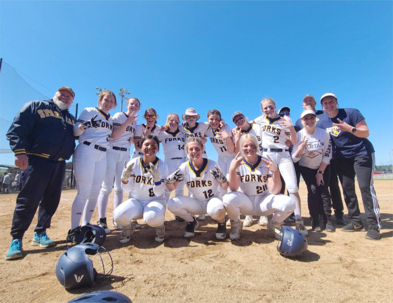 Courtesy photo
The Forks softball team celebrates representing the west side of the state and qualifying for the state 2B tournament at the Southwest 1/4 tournament this weekend.