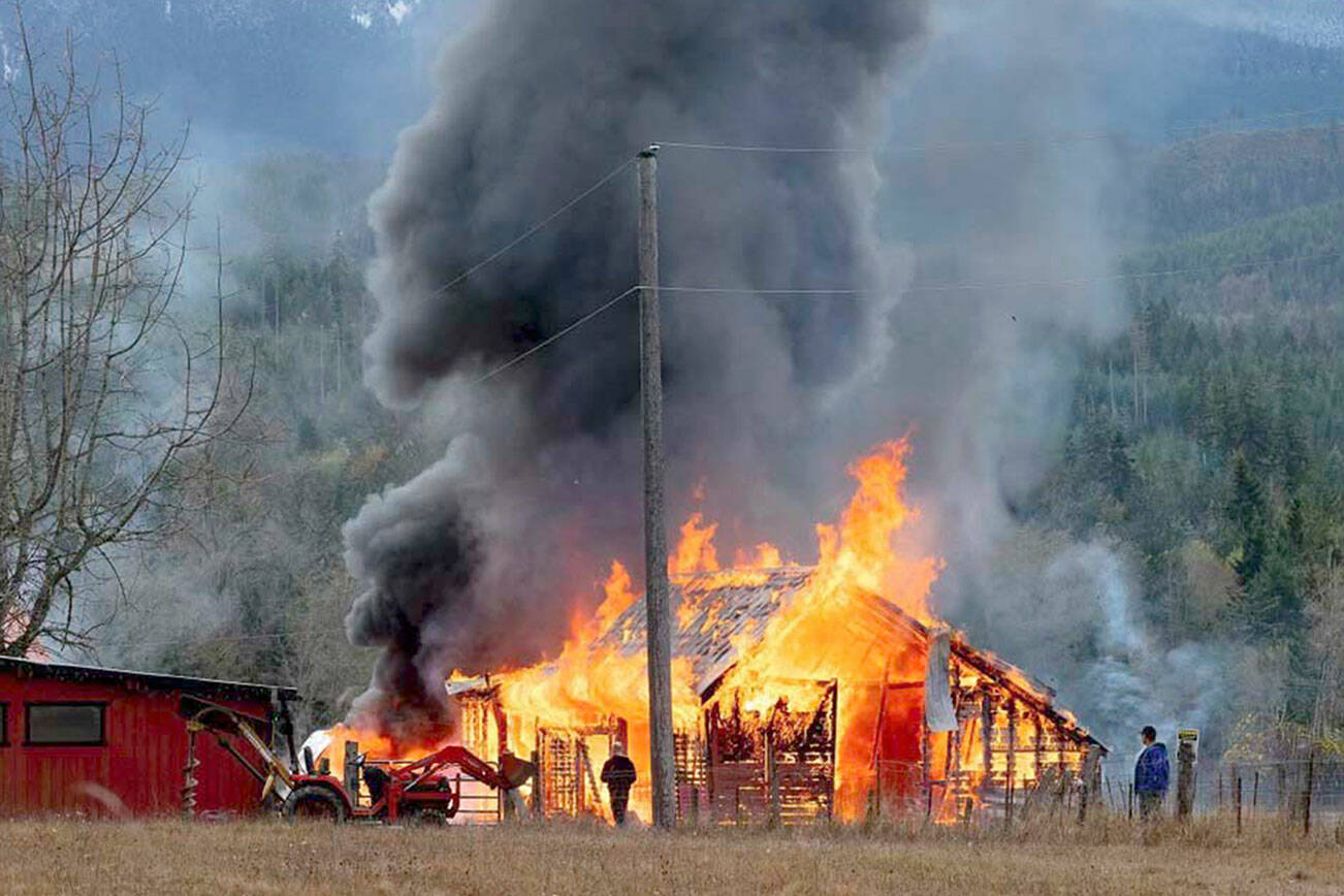 Clallam County Fire District 4 firefighters responded to a barn fire on Saturday. (Roger Mosley)