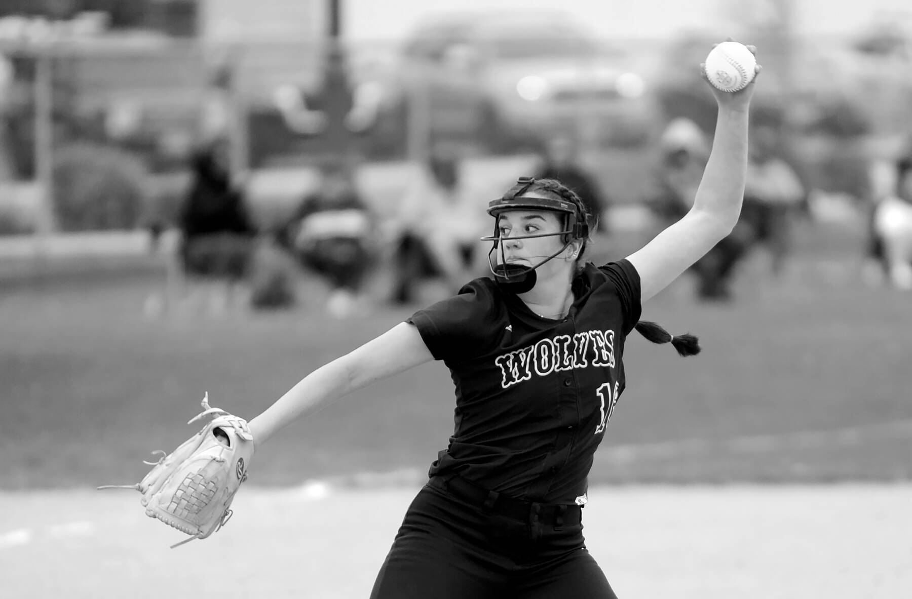 Michael Dashiell/Olympic Peninsula News Group
Sequim's Lainey Vig delivers a pitch during the Wolves' 5-2 home win over Kingston on Thursday.