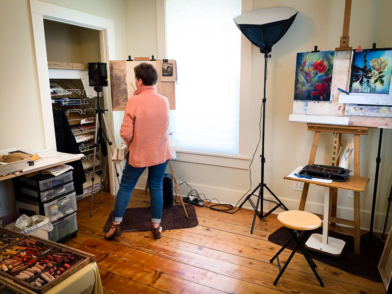 Artist Anne Milligan will be in her working studio and soon-to-be-open art gallery during the First Friday Art Walk. (Photo courtesy of A. Milligan Art Studio and Gallery)