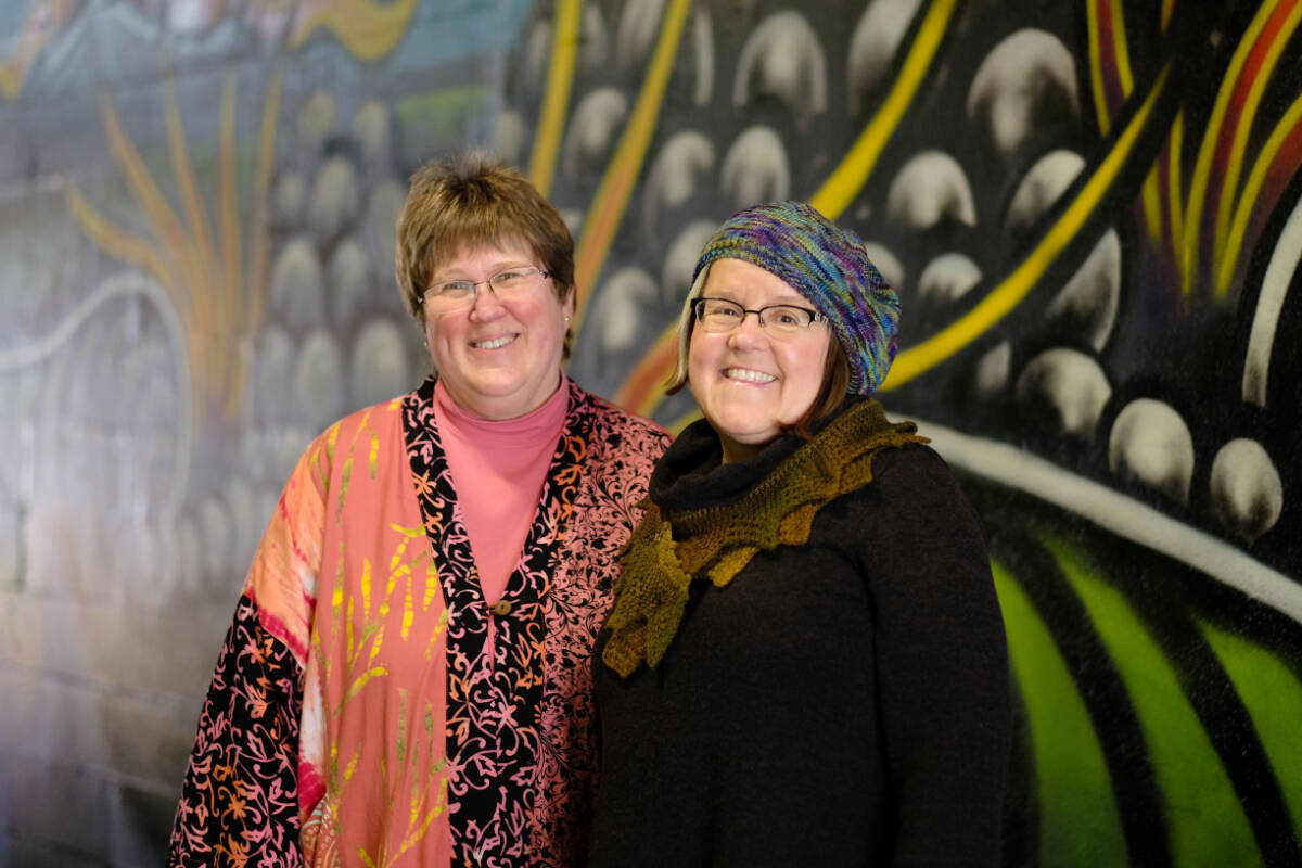 Left to right, Beth Witters and MarySue French. Photo courtesy of Cabled Fiber & Yarn.