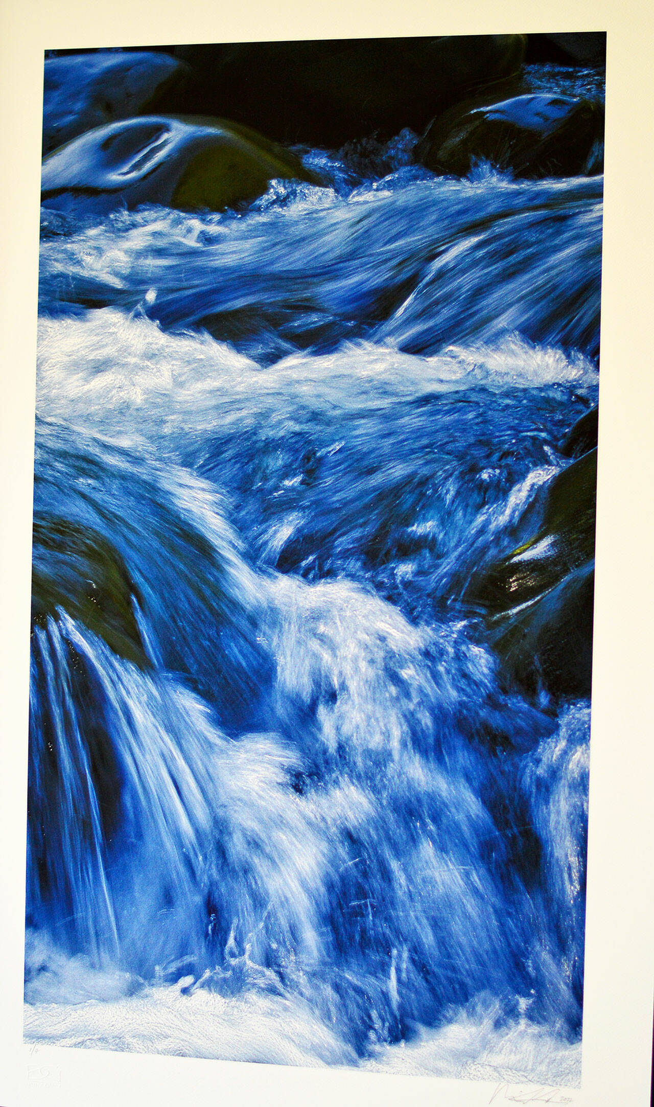 “Rushing Water” appears in “Outside In,” the show on view now at Northwind Art’s Jeanette Best Gallery in Port Townsend. (photo by Brian Goodman)