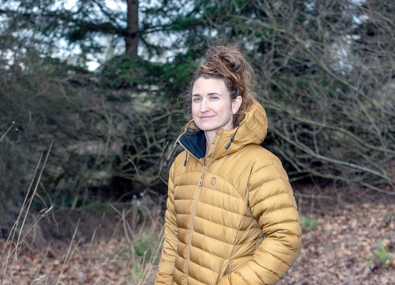 Christina Ballew outside Kai Tai Lagoon in Port Townsend on Friday. (Steve Mullensky/for Peninsula Daily News)