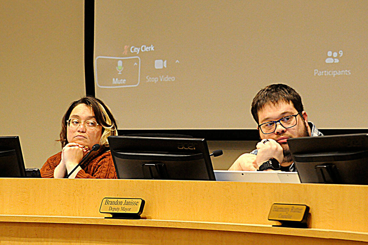 Sequim City Council members Rachel Anderson and Brandon Janisse were voted in by fellow council members to serve as deputy mayor and mayor through the end of 2025. (Matthew Nash/Olympic Peninsula News Group)