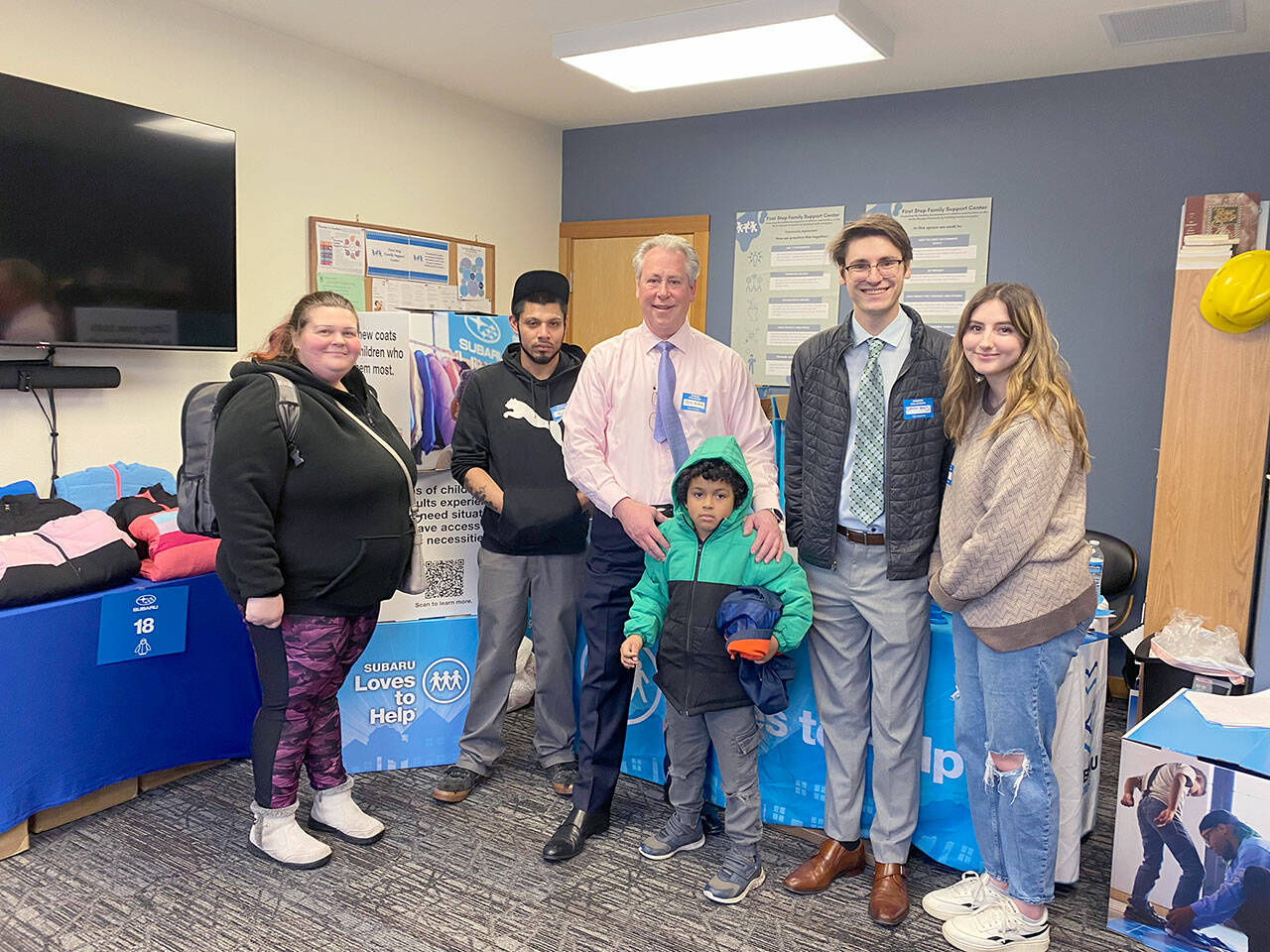 Pictured, left to right, are Ronda Meech, Paco Swain, Bill Koenig, Meech’s son Trevell, Brendan Koenig and Emily Haddock. (Vivian Elvis Hansen/Peninsula Daily News)