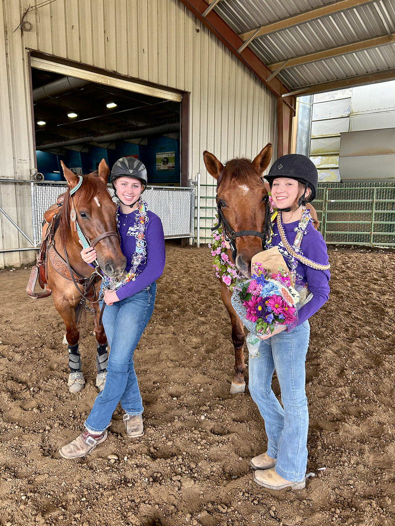 Libby Swanberg and Sydney Hutton took part in the Senior Salute, which lauds the accomplishments of graduating high school seniors and bids them a successful future. (Photo by Katie Salmon-Newton)