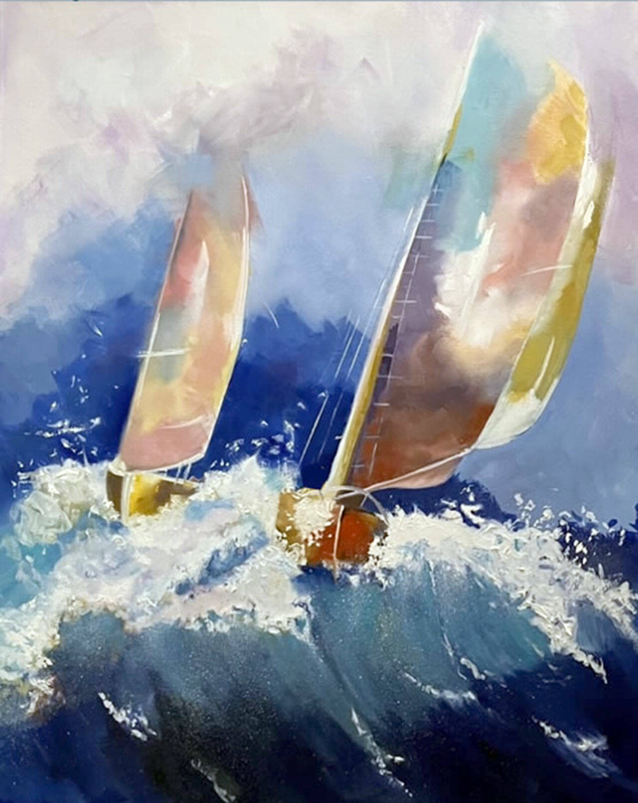 “Screamin’ Downwind,” an oil painting by Jinx Bryant, is on display in Gallery-9 during April.