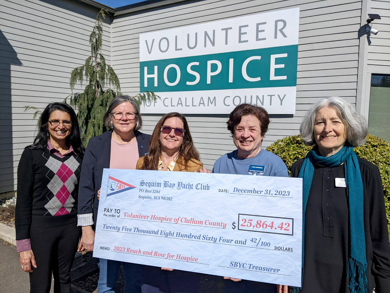 Pictured, from left, are Priya Jayadev, Lisa O’Keefe, Lisa Palermo, Lynn Hawkins and Astrid Raffinpeyloz. (Volunteer Hospice of Clallam County photo)