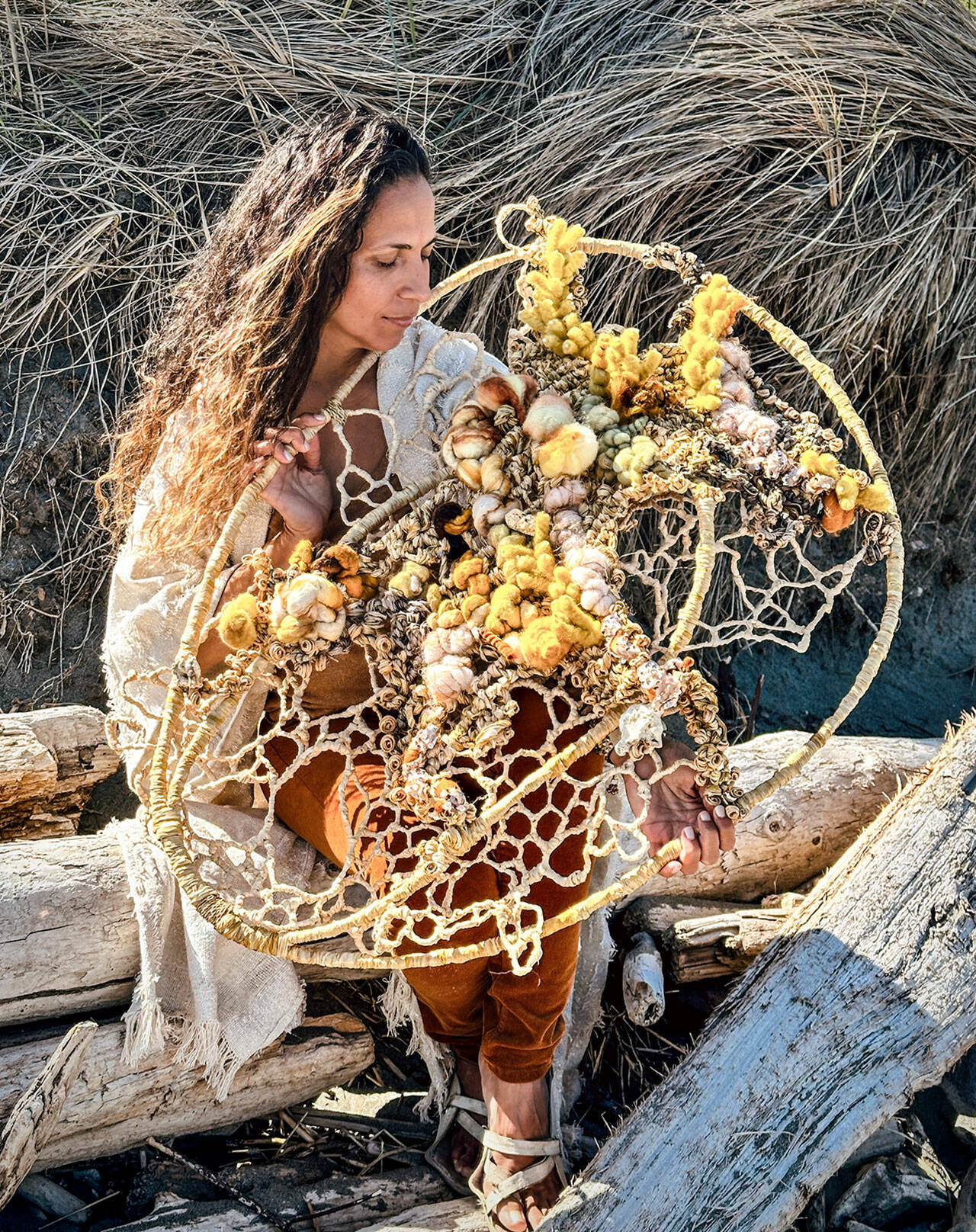 Tininha Silva of Port Townsend will bring her circular tapestry, “I Was Listening to the Ocean,” to Northwind Art’s Jeanette Best Gallery for the “Lush Language” exhibit. (Tininha Silva)