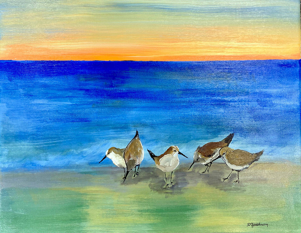 Sheryl Goldsberry, whose work, “Beach Breakfast,” is shown here, is the Port Ludlow Art League’s artist of the month for June.