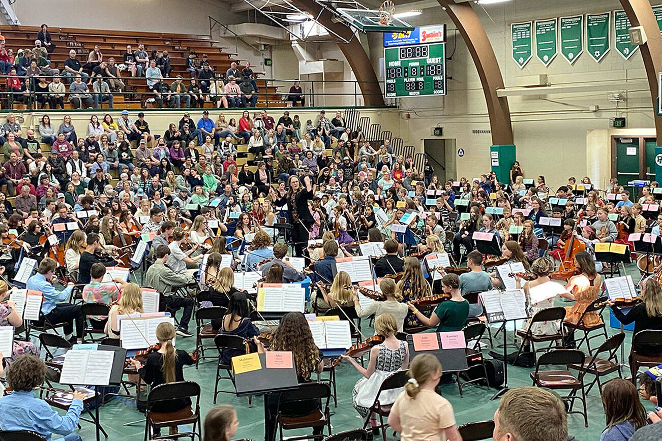 Program Directors Nathan Rodahl of Port Angeles High School, Traci Tyson of Stevens Middle School and Hamilton Elementary, Carol Koenig of Jefferson and Roosevelt Elementary schools and Amber Roskamp of Dry Creek and Franklin Elementary schools will lead the All City String Review on Thursday.