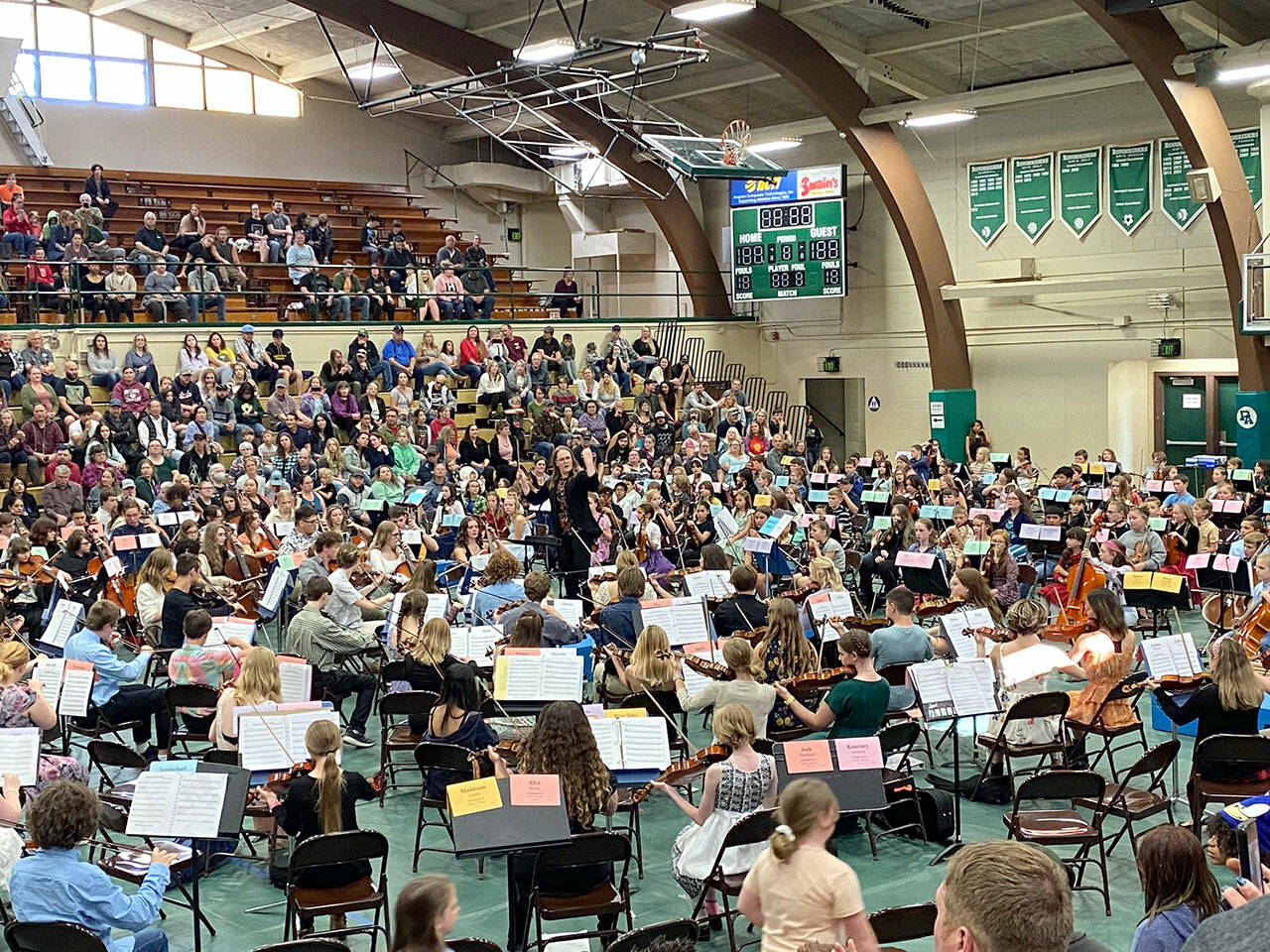 Program Directors Nathan Rodahl of Port Angeles High School, Traci Tyson of Stevens Middle School and Hamilton Elementary, Carol Koenig of Jefferson and Roosevelt Elementary schools and Amber Roskamp of Dry Creek and Franklin Elementary schools will lead the All City String Review on Thursday.