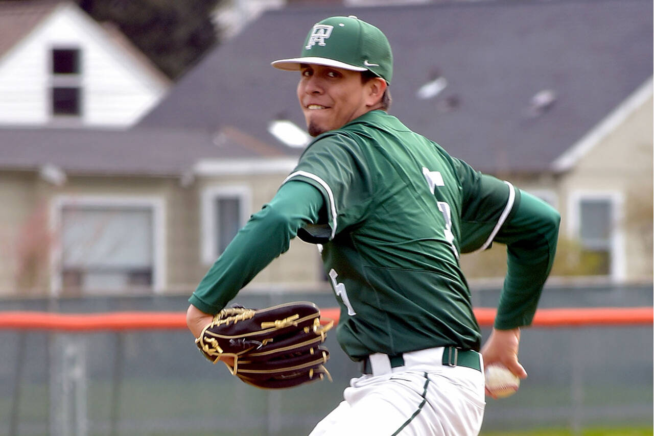 KEITH THORPE/PENINSULA DAILY NEWS
Port Angeles pitcher Brian Guttormsen, a first-team all-Olympic League pitcher, was selected to pitch in the Washington All-State games on June 22-23.