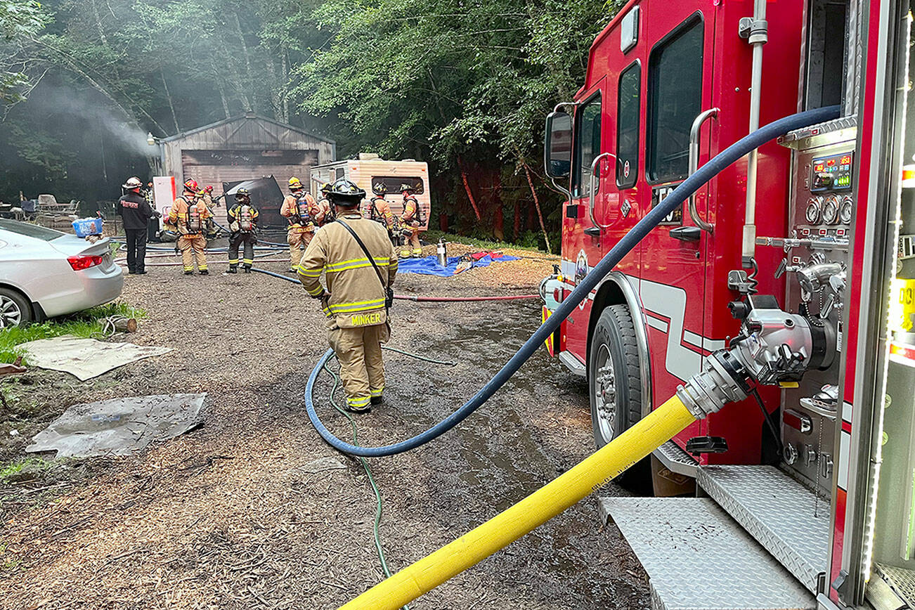 East Jefferson Fire Rescue crews respond to a structure fire in the 300 block of West Kinkaid Street. A garage was destroyed.
