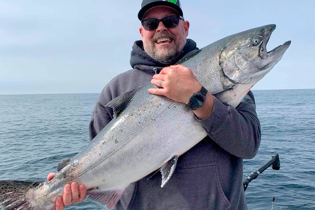 Arlington angler John Nunnally caught this king in July 2020 while fishing near Skagway off Neah Bay with his cousin Chad Huffman. The fish weighed in at 31.7 pounds at Mason's Resort in Sekiu.