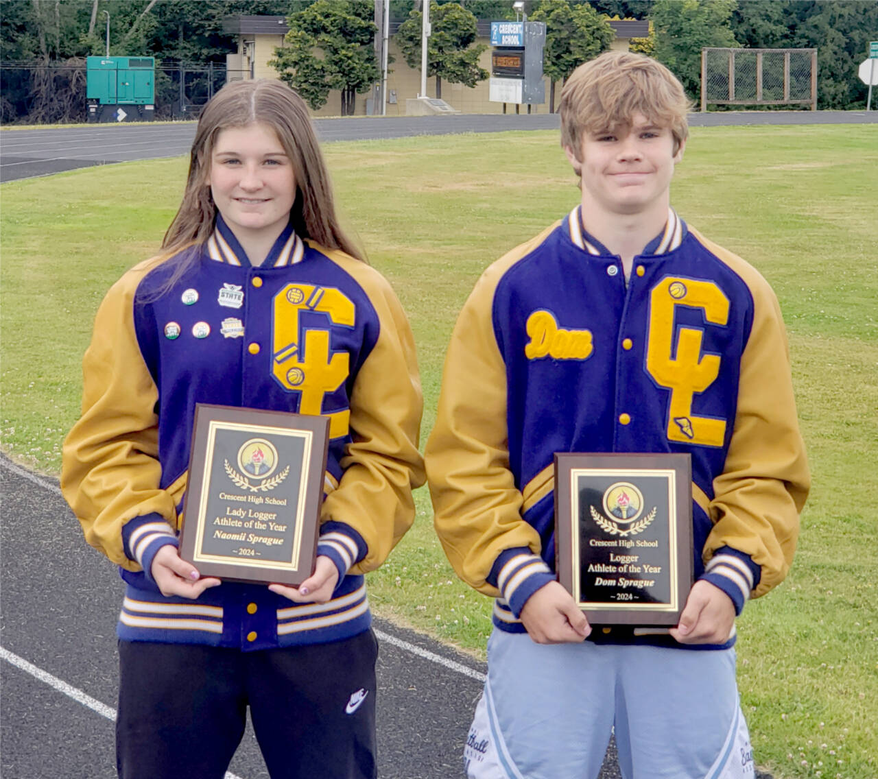 Siblings Naomii and Dom Sprague were named the Crescent Loggers Athletes of the Year. Naomii competed in volleyball, basketball and track for the Loggers while Dom plays football, basketball and track. (Crescent High School)