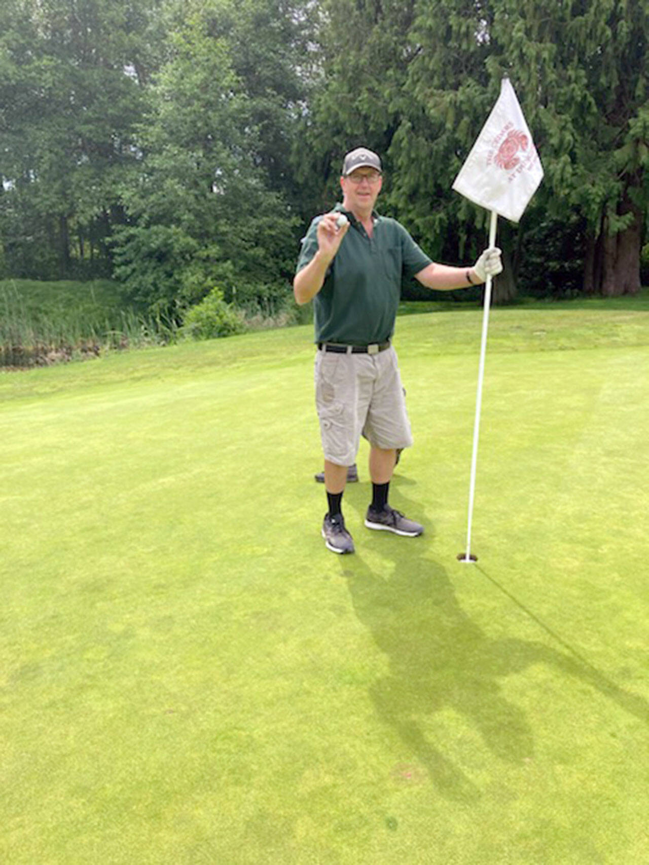 Sequim’s Jim Boekhoff recorded his first-ever hole-in-one while playing at The Cedars at Dungeness on June 29. Boekhoff aced the 131-yard par-3 17th hole using a Noodle ball and his 7-iron. The shot was witnessed by Paul Langdon and Bill Schless.