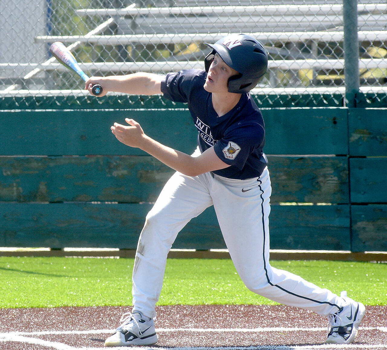 KEITH THORPE/PENINSULA DAILY NEWS Wilder Jr.. batter Hunter Stratford takes his turn at bat in the third innning against Sting AAA on Thursday at Volunteer Field in Port Angeles.