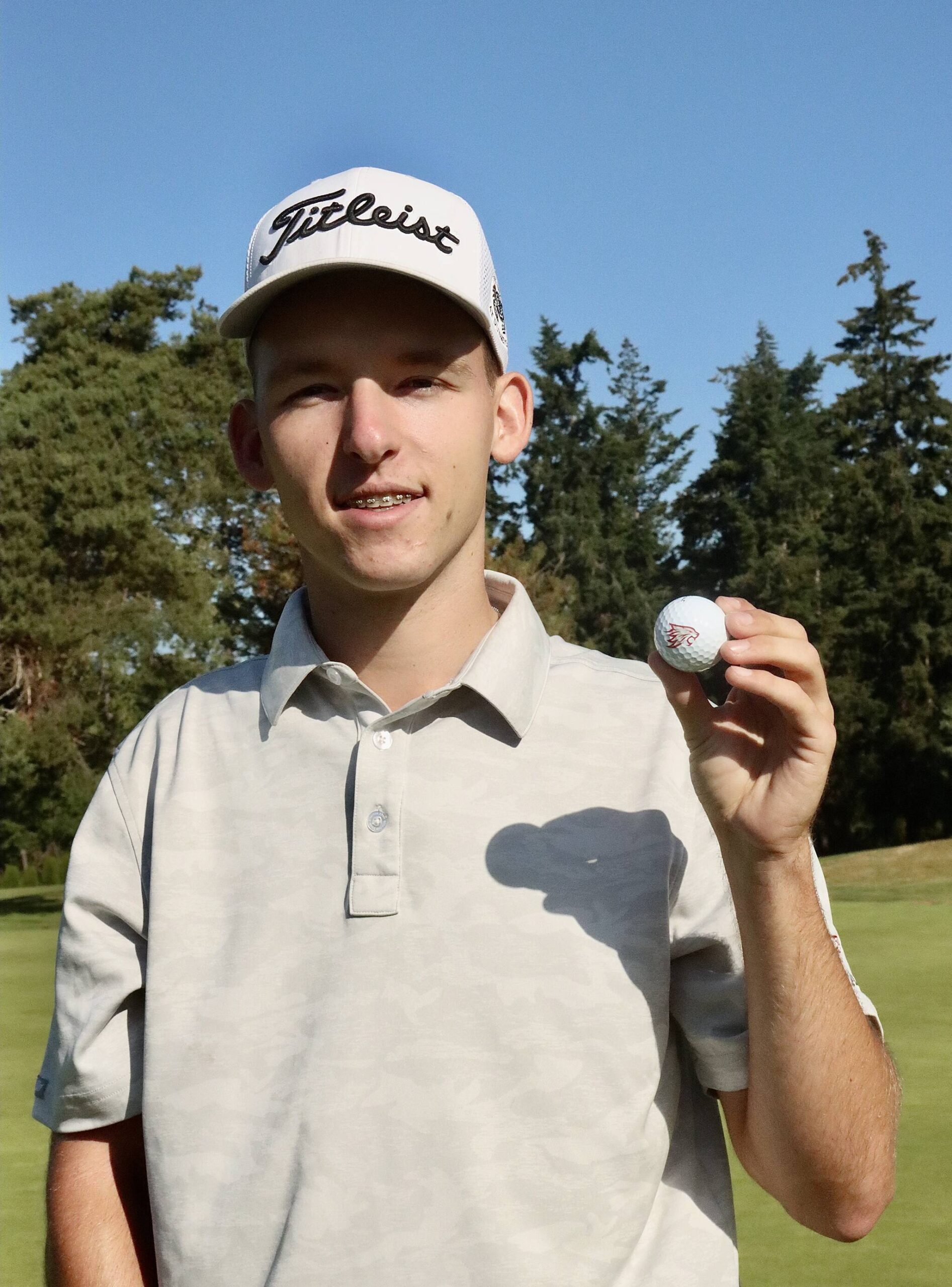 Alex LemMon tees off on the first hole of the final round of the Clallam County Amateur Championship on Sunday at The Cedars at Dungeness Golf Course in Sequim. LemMon won the 54-hole event by 12 strokes at 10-under-par 206. (Dave Logan/for Peninsula Daily News)