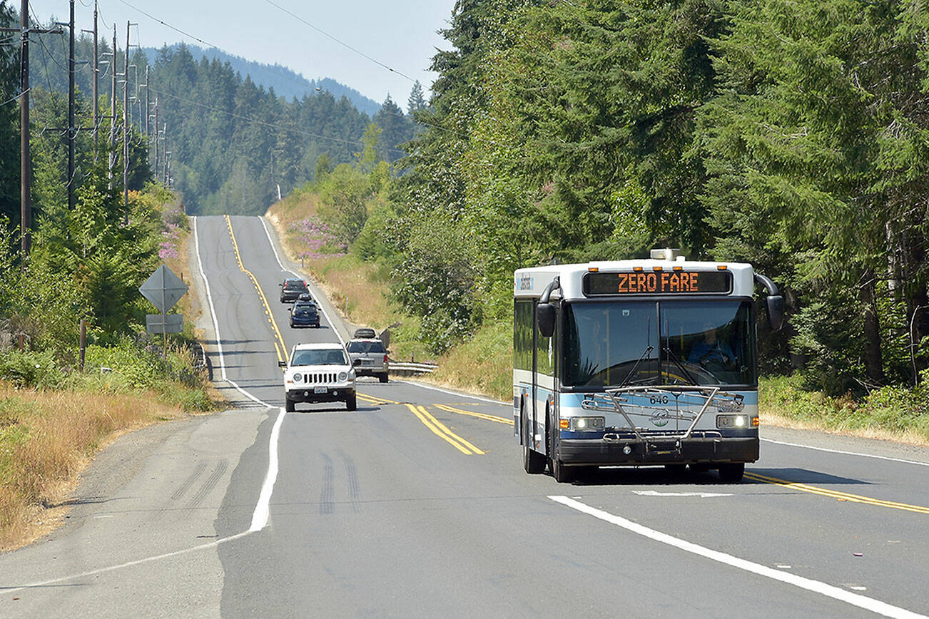 KEITH THORPE/PENINSULA DAILY NEWS
Traffic makes its way along State Highway 112 west of Port Angeles on Friday..