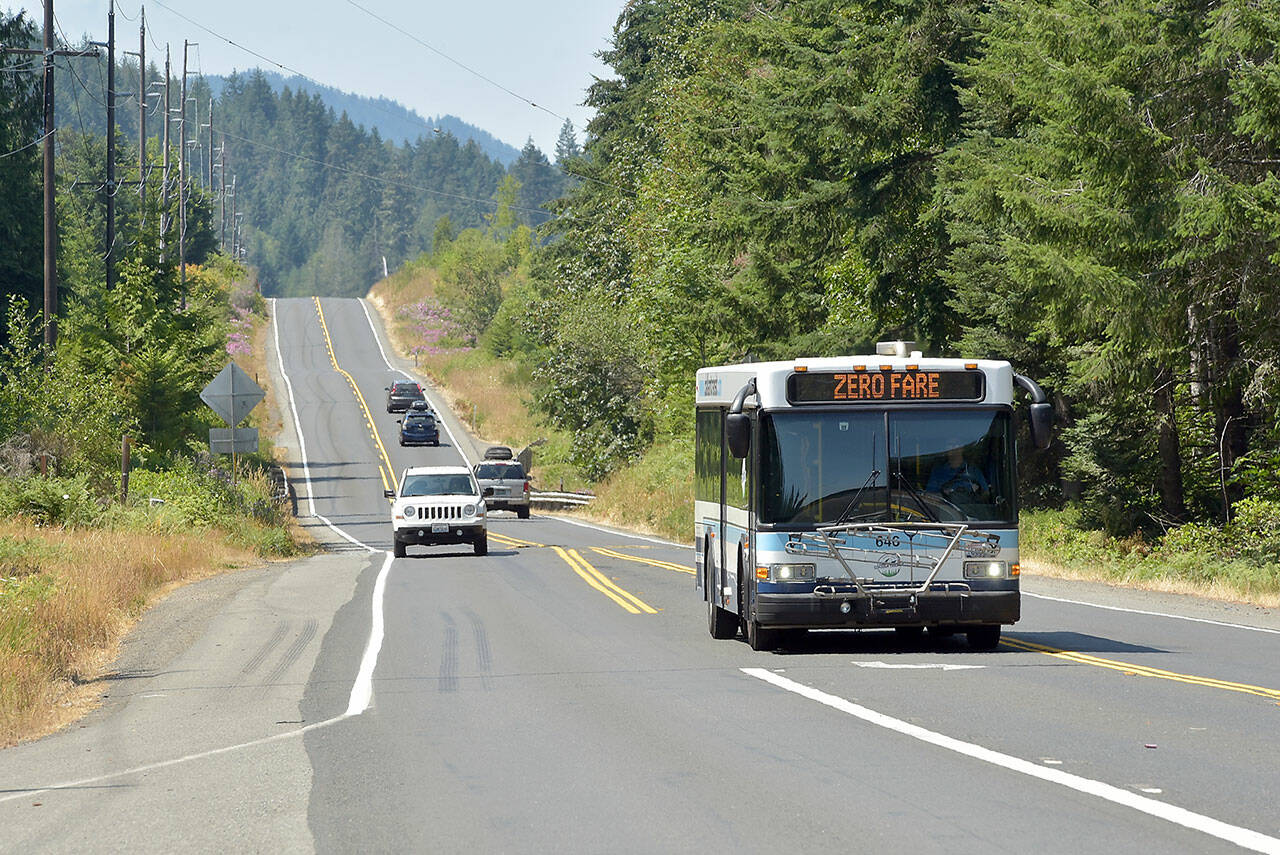 Traffic makes its way along State Highway 112 west of Port Angeles on Friday. (KEITH THORPE/PENINSULA DAILY NEWS)