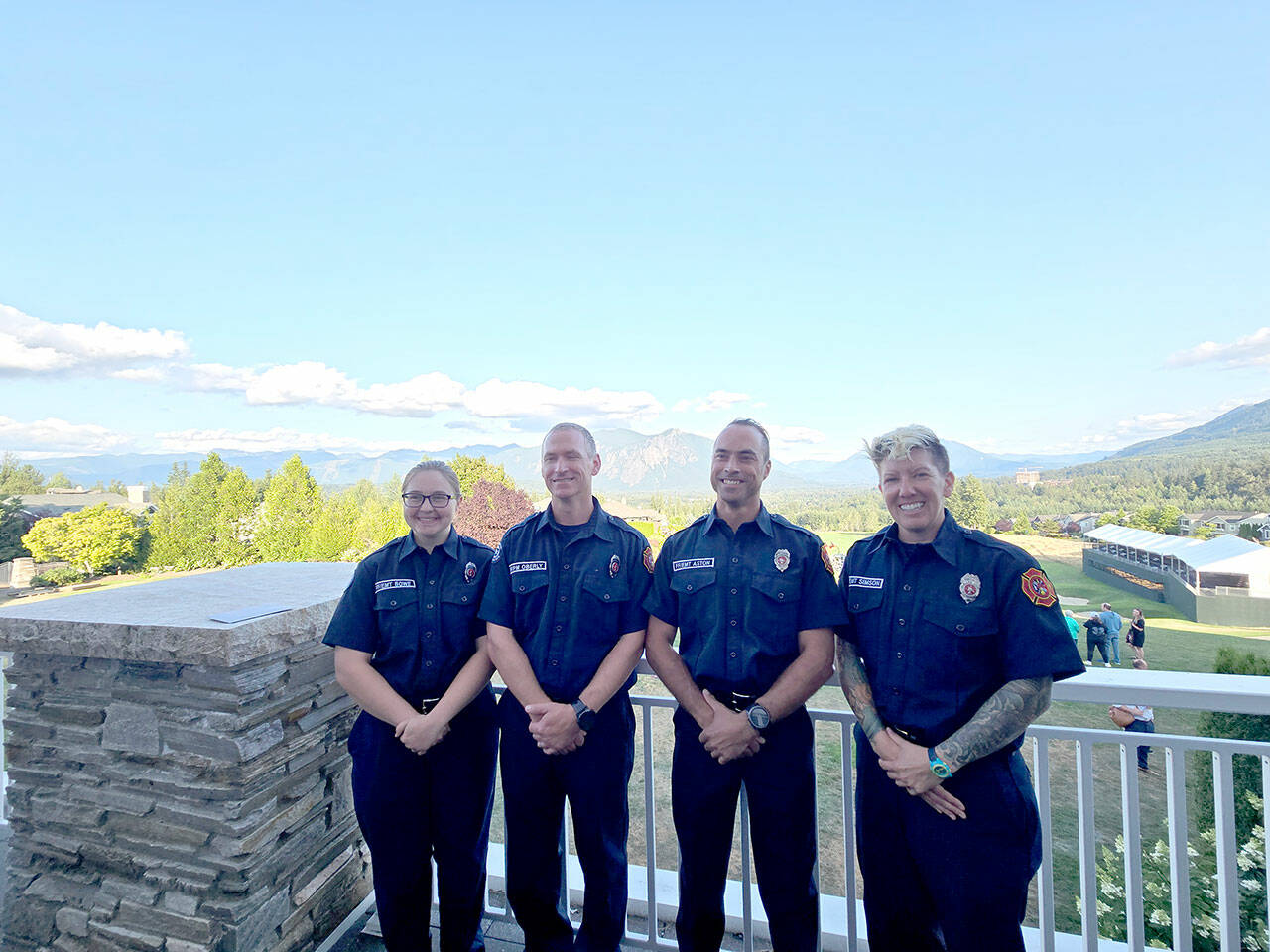 Clallam County Fire District 3’s newest probationary firefighters, from left, Madison Bowe, Steve Oberley, Matthew Aston and Nicole Simson, recent graduates of the State Fire Academy in Snoqualmie.