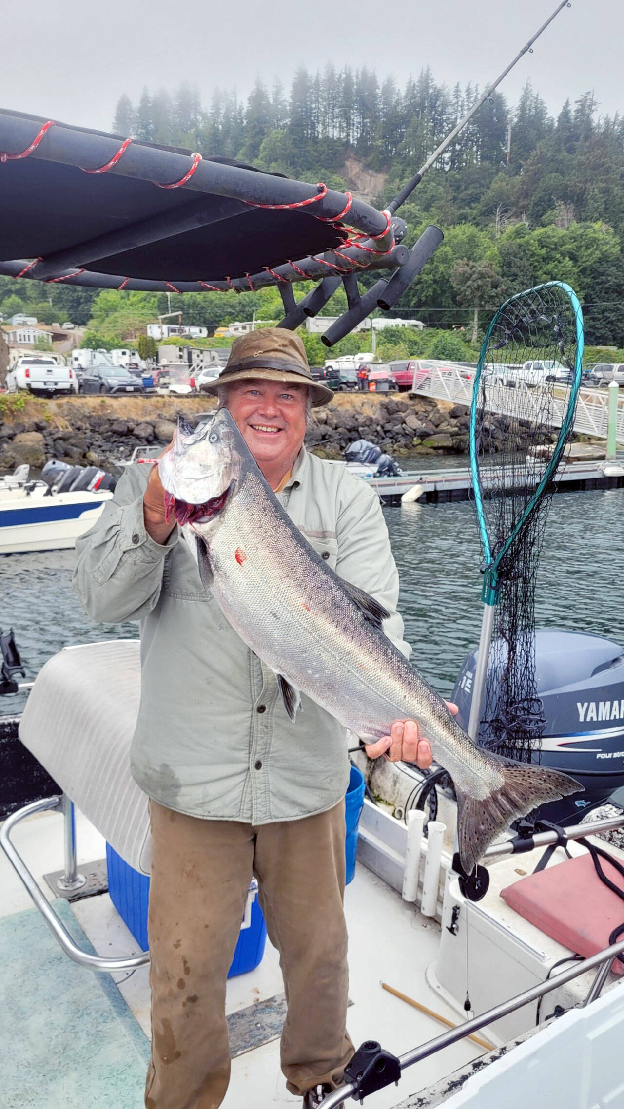 Steve Hazard of Angler’s Hideaway in Sekiu reeled in this quality hatchery chinook while fishing Sunday morning in Marine Area 5.