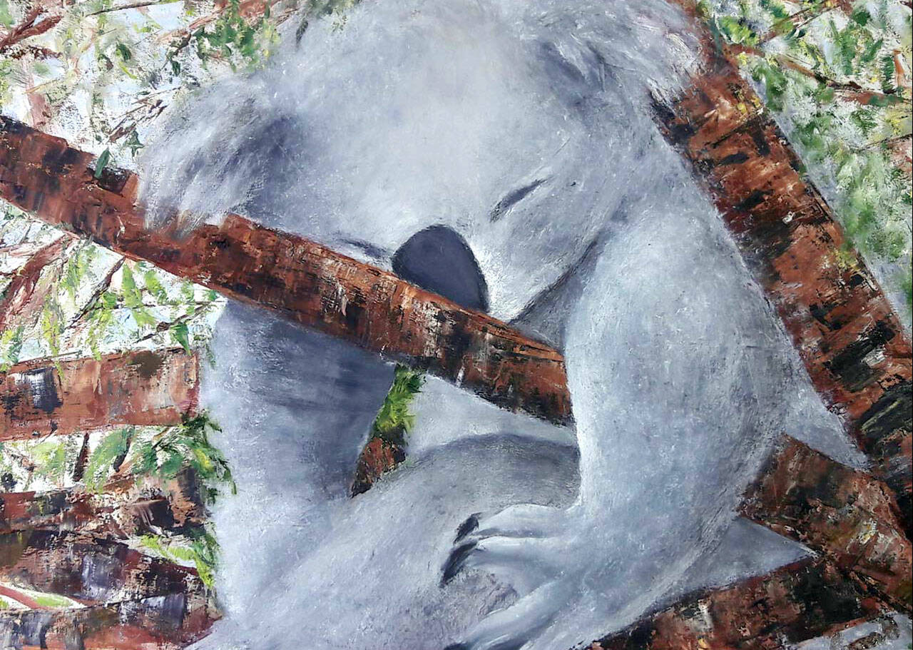 The art to be featured at various locations during the First Saturday Art Walk includes “Koala” by Ann Arscott.