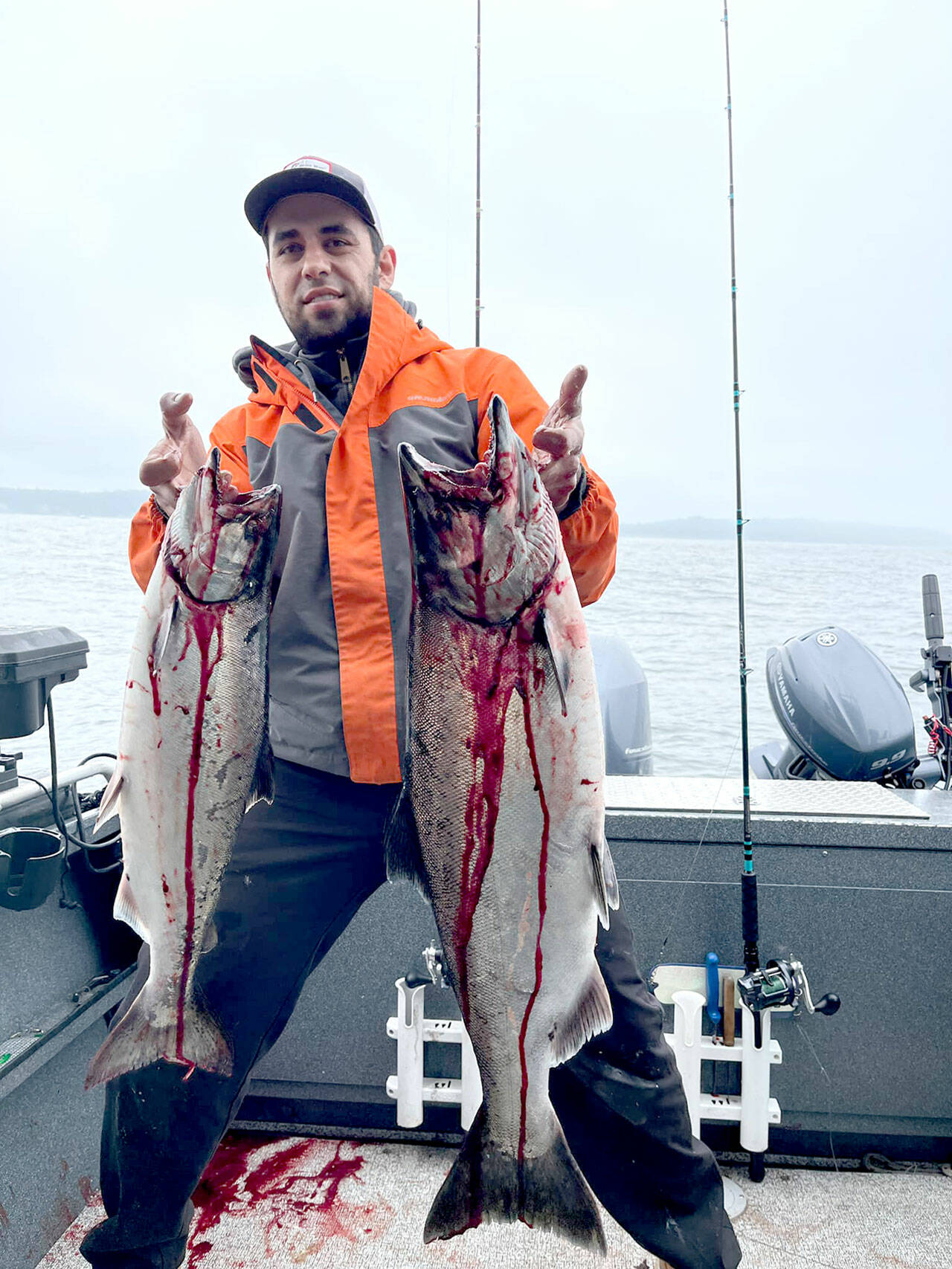 Tyler Mattos of Monroe caught these kings while fishing out of Neah Bay over the weekend. Mattos said it was the largest salmon he’s ever caught.