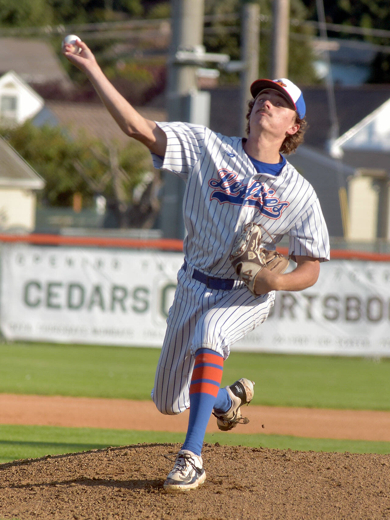 KEITH THORPE/PENINSULA DAILY NEWS Lefties’ pitcher Joshua Verkuilen throws in the first inning against Cowlitz on Wednesday at Civic Field.