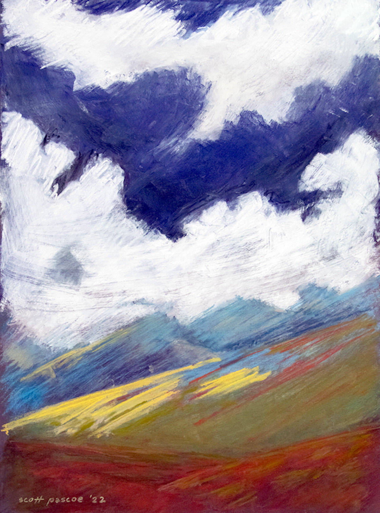 “Mountains Revealed,” a soft pastel by Scott Pascoe of Port Townsend, appears in Northwind Art’s new “Northwest Expressions” show at Jeanette Best Gallery.