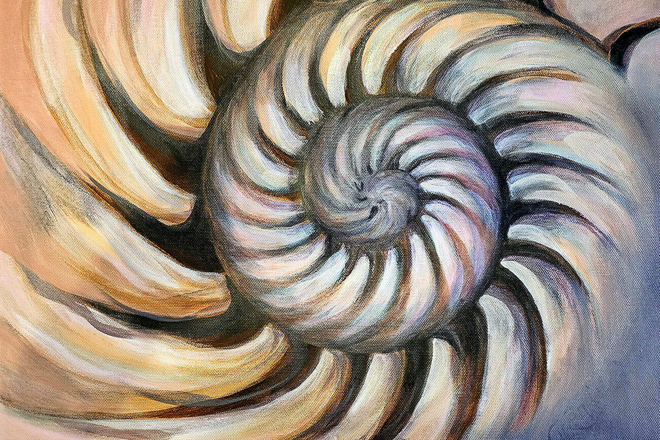 “Sea Whorl,” an acrylic and watercolor paining by Barbara Grondal.