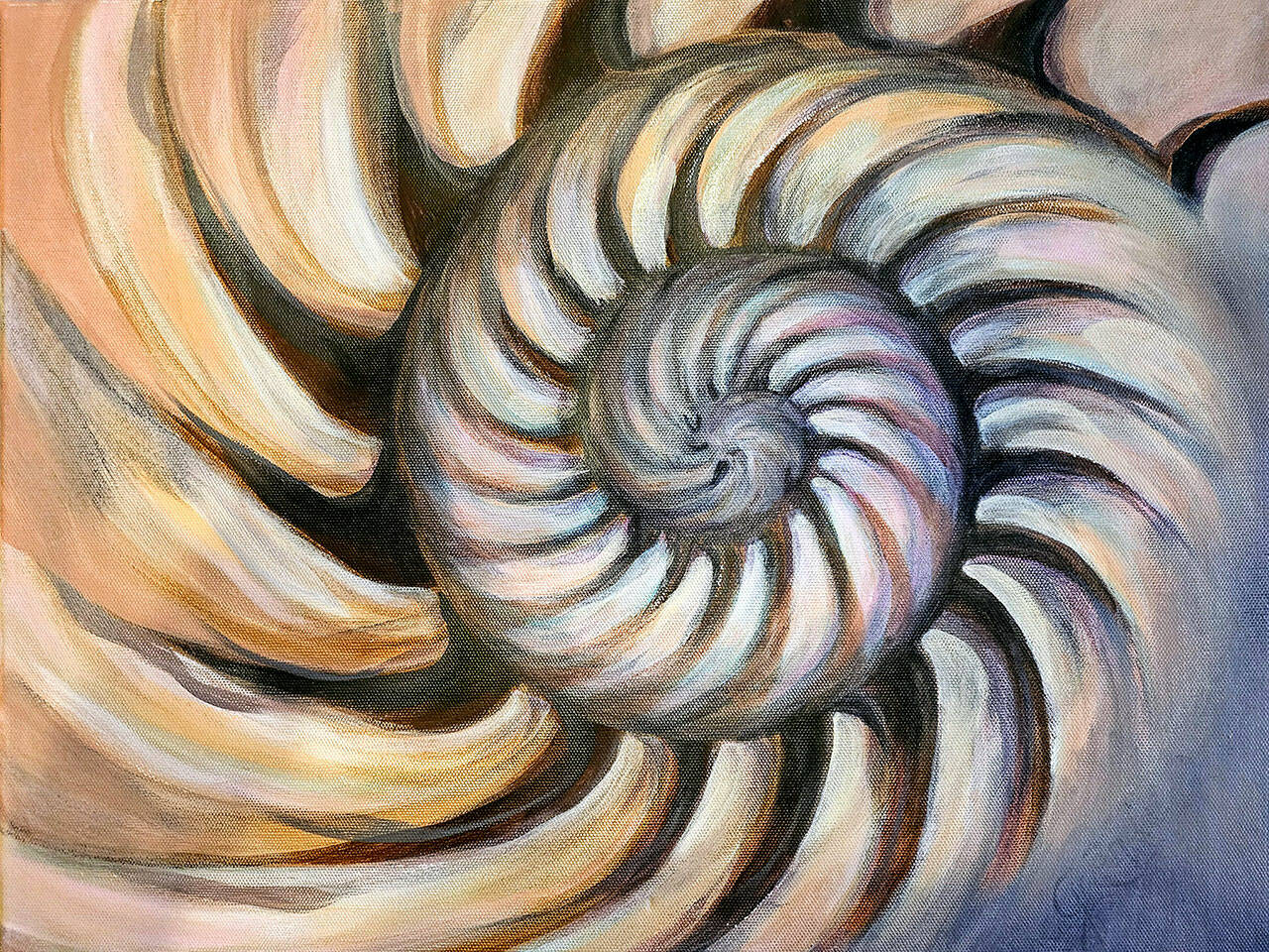 “Sea Whorl,” an acrylic and watercolor paining by Barbara Grondal.