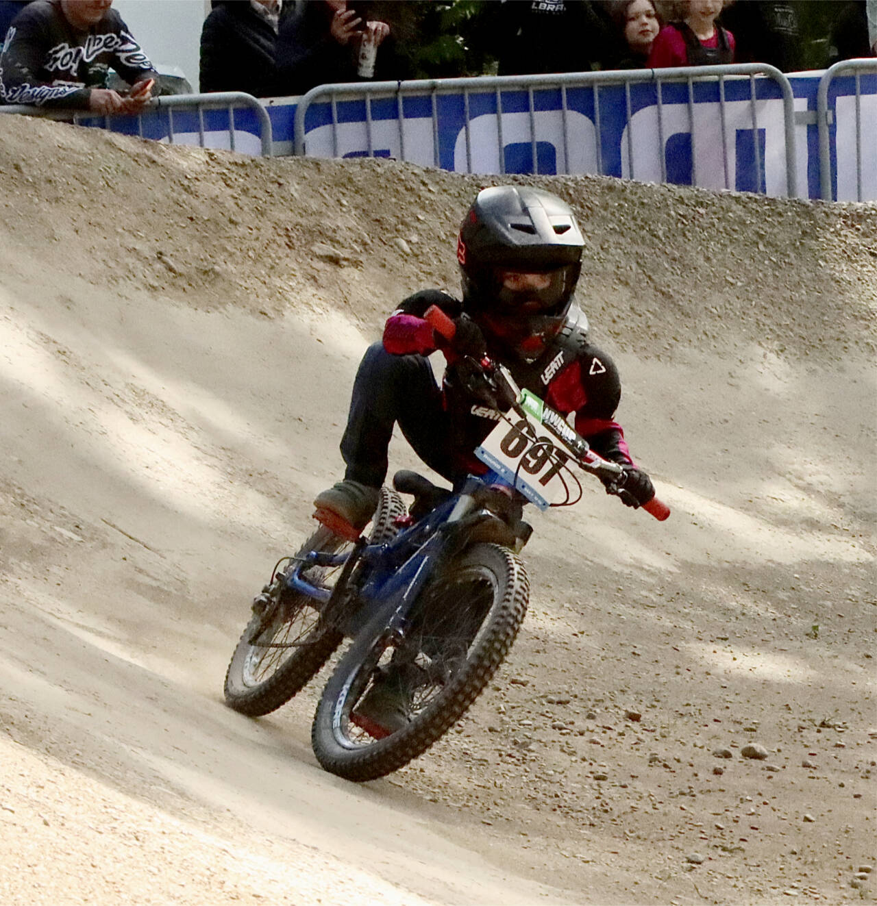 Kaiden Silva of Bellingham rides in the boys U7 category in the second running of the NW Cup at Dry Hill in May. The championship of the seven-race NW Cup series will be held Sunday at Dry Hill, one of three major sporting/outdoor events on the Peninsula this weekend. (Dave Logan/for Peninsula Daily News)