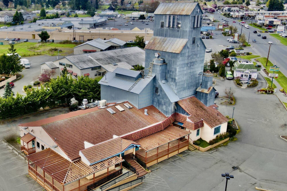 The site of a mill, granary/grain elevator, a mall, restaurants and more, Sequim’s “skyscraper” at 531 W. Washington St. is being prepped for a trio of businesses by natives Jason Hoffman and Ryan Schaffsma. (Ryan Schaafsma)