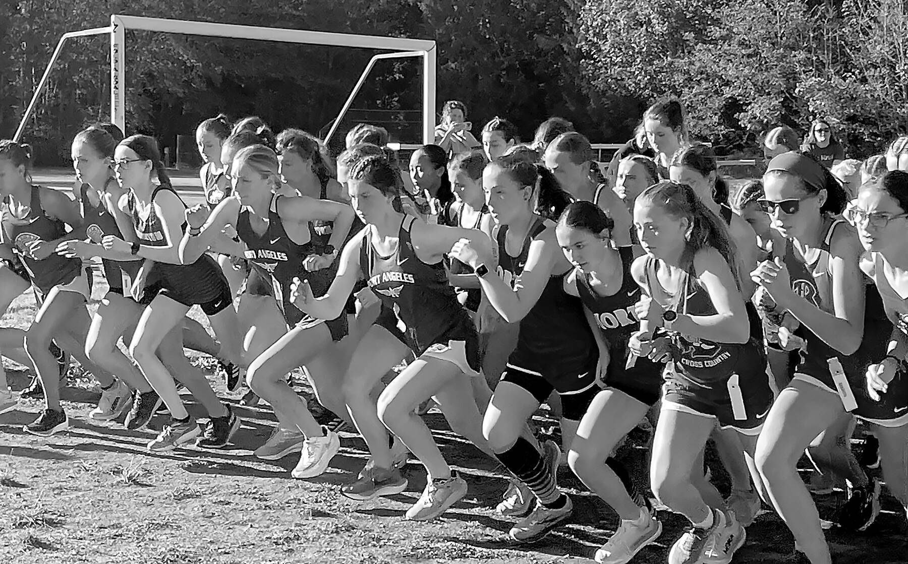 Port Angeles Cross Country
Girls competitors begin the Olympic League Opener cross country race at Kingston High School on Wednesday.