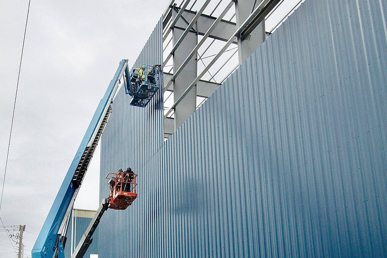 Platypus Marine is building a new facility for its boat-building business on Marine Drive in Port Angeles directly east of its current building. The new facility has about 17,000 square feet of space. (Dave Logan/for Peninsula Daily News)