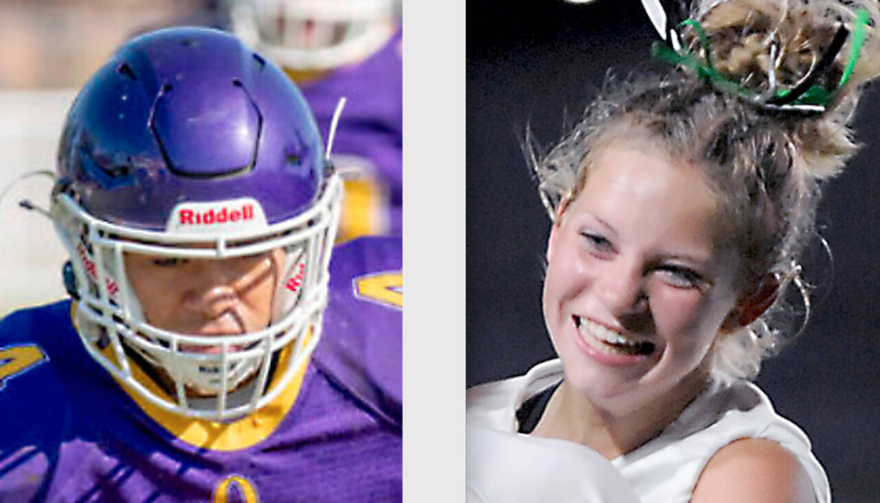 Left, Andrew Perez-Lopez, Quilcene football, and Lilly Anne Lancaster, Port Angeles girls soccer.