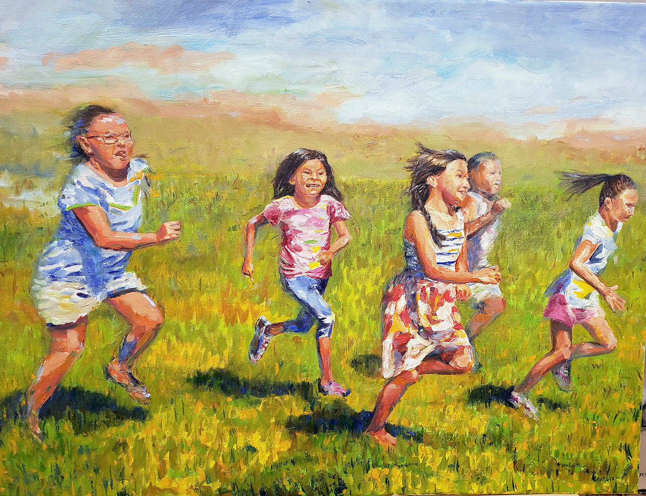 “Foot Race,” oil on canvas by Hattie Kauffman, part of “To Move, Focus on Movement or Motion,” is on display at the Sequim Civic Center through Jan. 21.