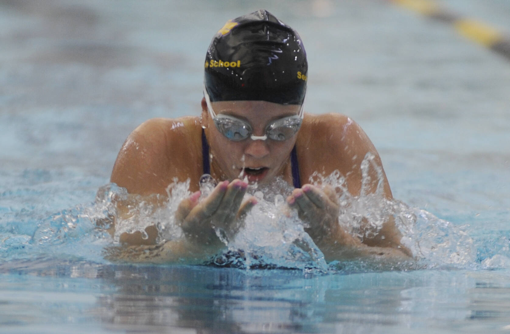 Michael Dashiell/Olympic Peninsula News Group
Sequim’s Annie Ellefson swims the 200-yard medley relay during a swim meet with East Jefferson on Wednesday at the Sequim YMCA.