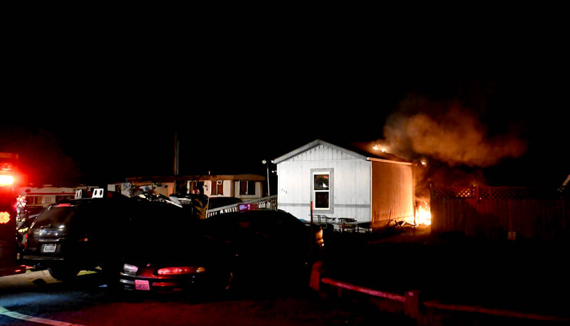 Firefighters from Clallam County fire districts 2 and 3 responded to a residential fire Sunday morning on Vinup Street east of Port Angeles. (Clallam County Fire District 2)