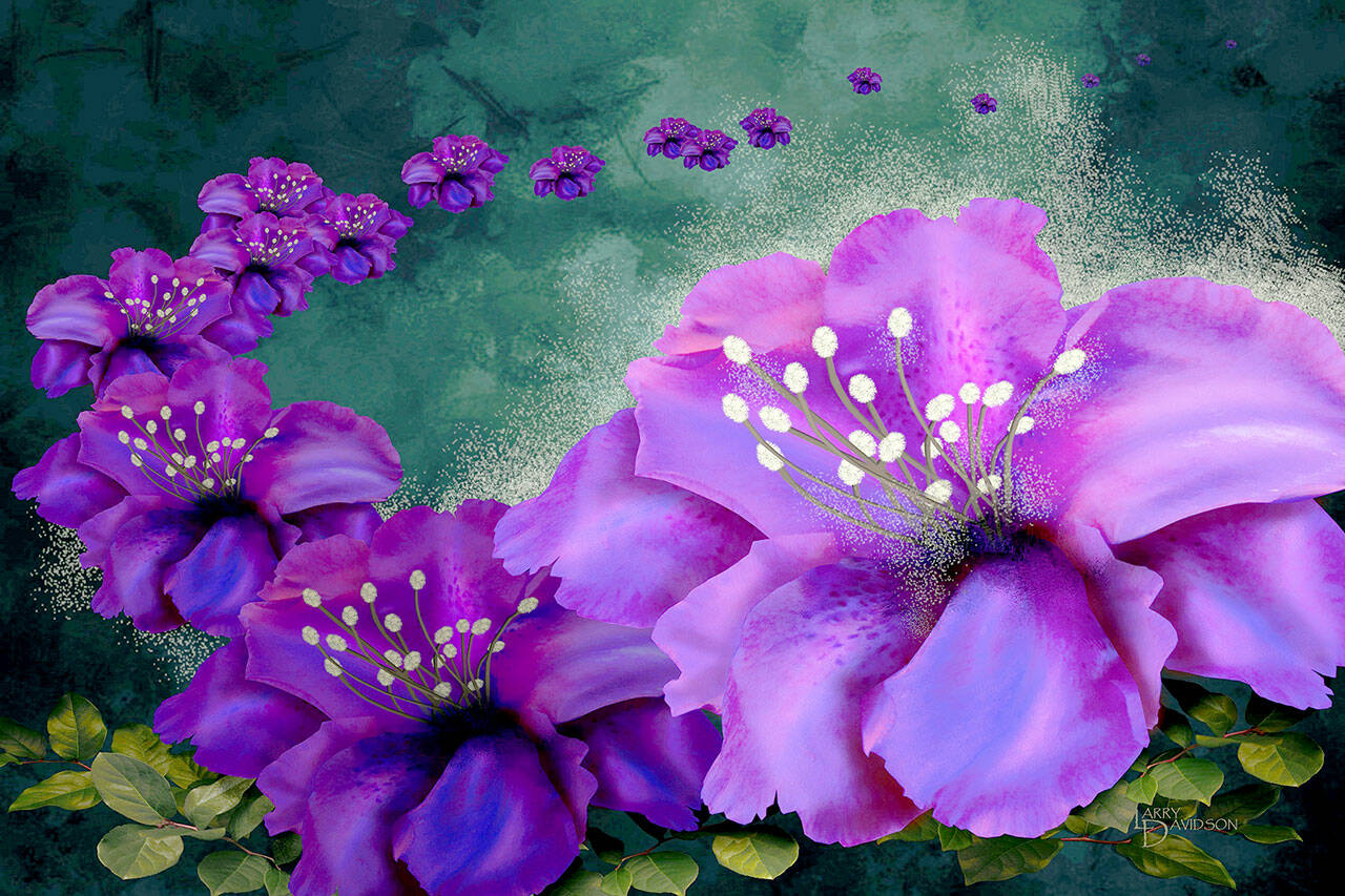 “Floral Flight,” a digital painting by Larry Davidson, the artist of the month at the Port Ludlow Art League.